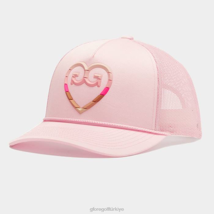 çizgili kalp g'nin kilitli örgü kamyon şoförü şapkası üniseks kızarmak G/FORE aksesuar 0J4F461