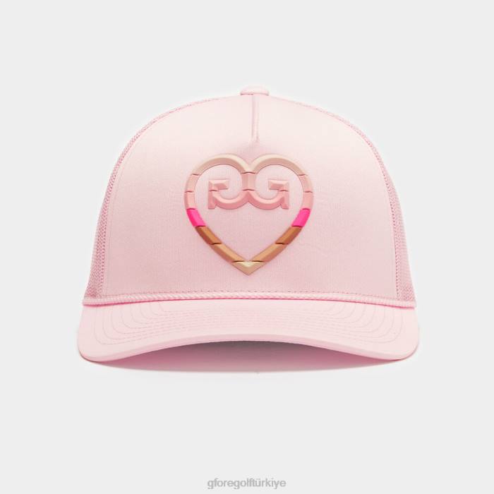 çizgili kalp g'nin kilitli örgü kamyon şoförü şapkası üniseks kızarmak G/FORE aksesuar 0J4F461