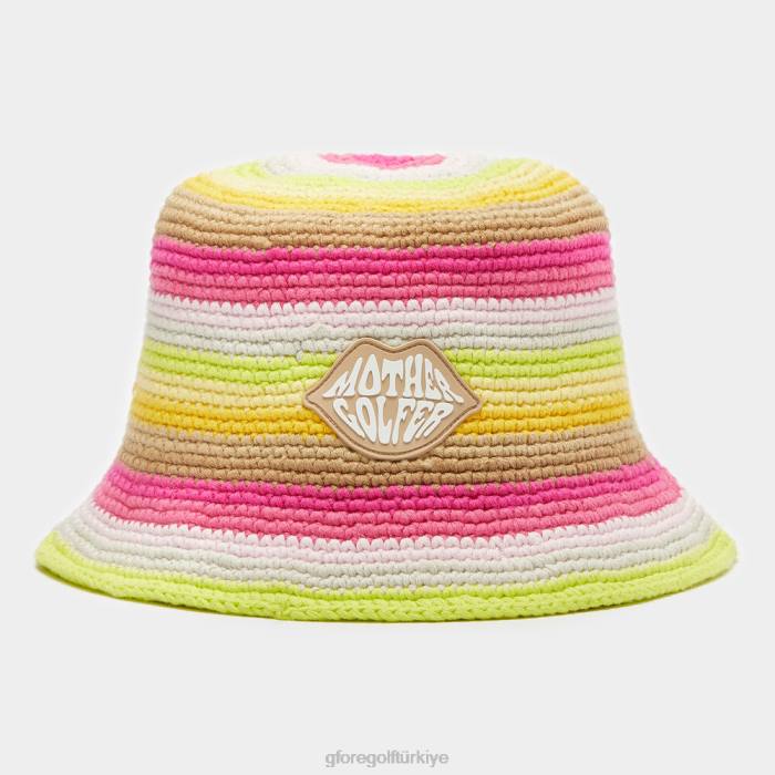 sınırlı sayıda üretilen çizgili tığ işi anne golfçü kova şapkası kadınlar gün kızdırma pembe G/FORE aksesuar 0J4F454