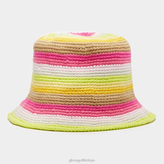 sınırlı sayıda üretilen çizgili tığ işi anne golfçü kova şapkası kadınlar gün kızdırma pembe G/FORE aksesuar 0J4F454