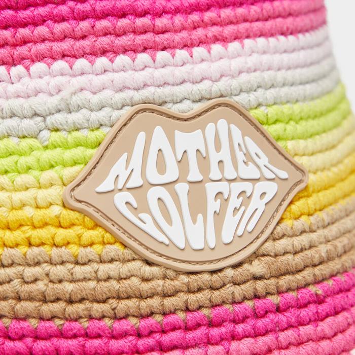 sınırlı sayıda üretilen çizgili tığ işi anne golfçü kova şapkası kadınlar gün kızdırma pembe G/FORE aksesuar 0J4F454
