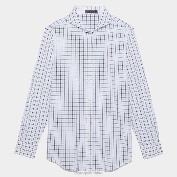 Tattersall ekose modern yakalı naylon dokuma slim fit gömlek erkekler alacakaranlık G/FORE Giyim 0J4F12