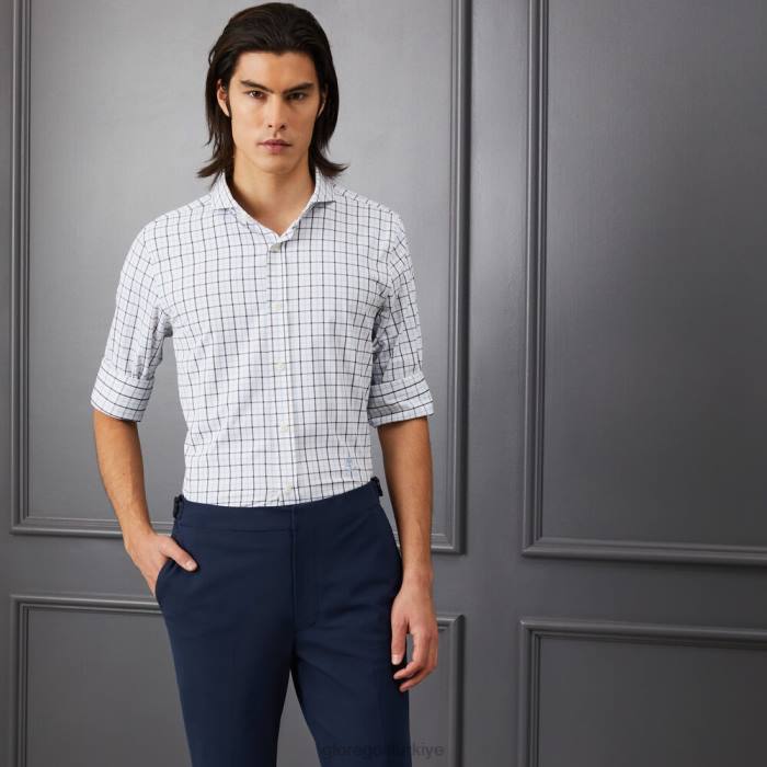 Tattersall ekose modern yakalı naylon dokuma slim fit gömlek erkekler alacakaranlık G/FORE Giyim 0J4F12
