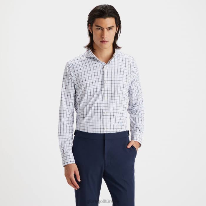 Tattersall ekose modern yakalı naylon dokuma slim fit gömlek erkekler alacakaranlık G/FORE Giyim 0J4F12