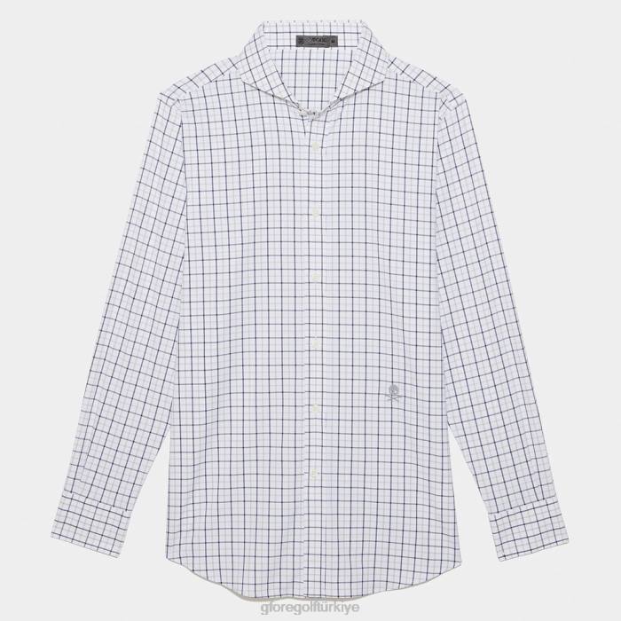 Tattersall ekose modern yakalı naylon dokuma slim fit gömlek erkekler odun kömürü G/FORE Giyim 0J4F11