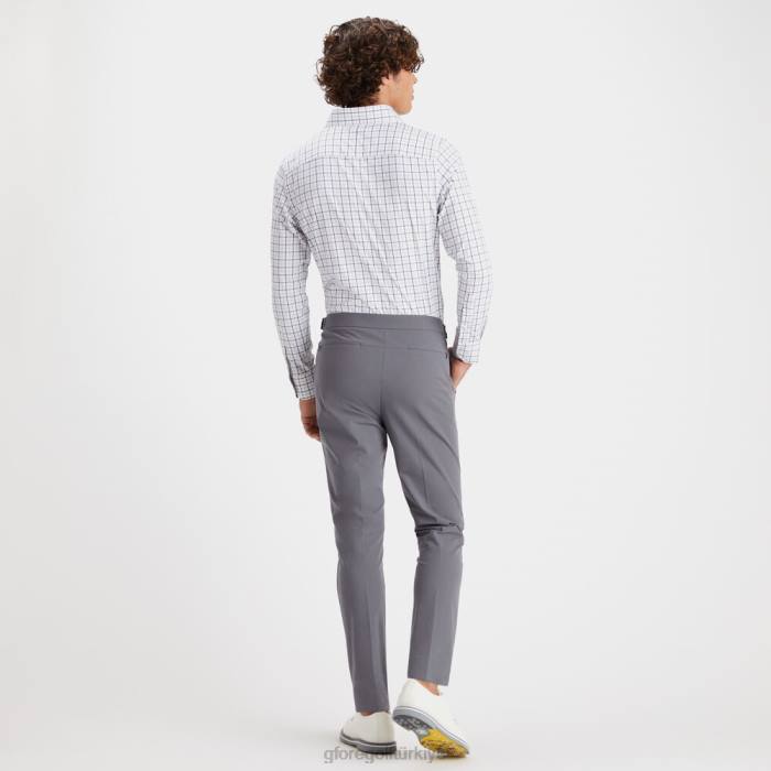 Tattersall ekose modern yakalı naylon dokuma slim fit gömlek erkekler odun kömürü G/FORE Giyim 0J4F11