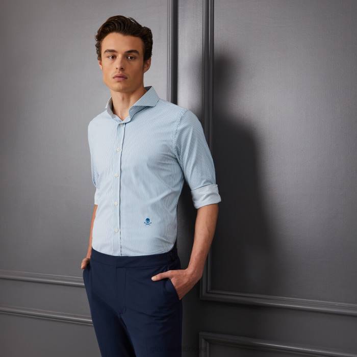 klasik şerit modern geniş yakalı naylon dokuma slim fit gömlek erkekler benzin G/FORE Giyim 0J4F63