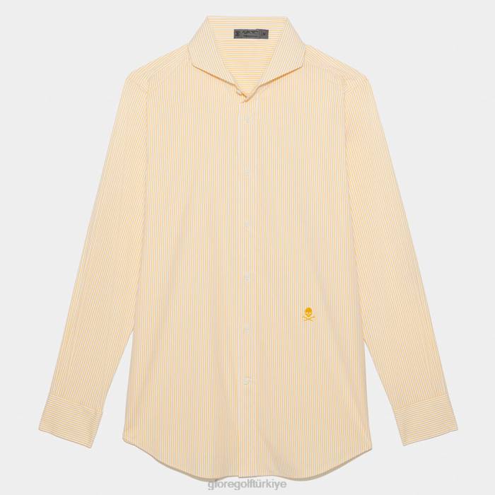 klasik şerit modern geniş yakalı naylon dokuma slim fit gömlek erkekler sarı uçmak G/FORE Giyim 0J4F62