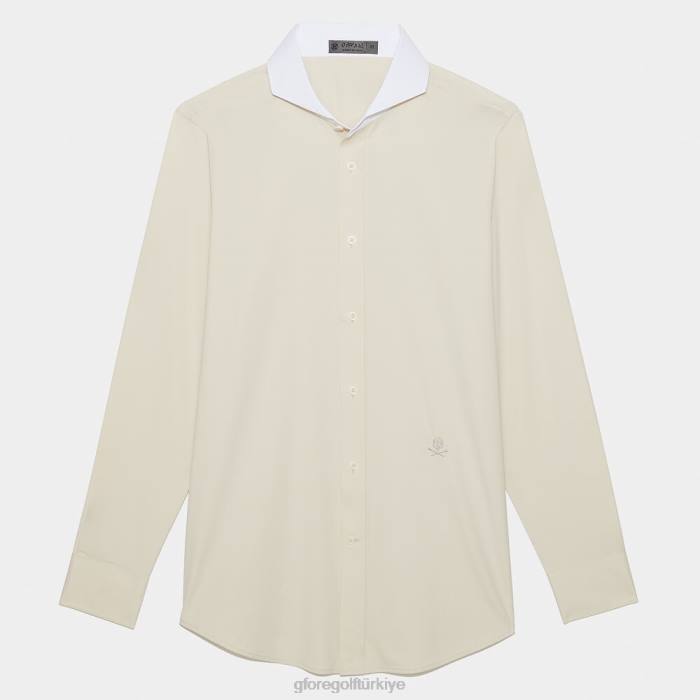 kontrast modern geniş yakalı naylon dokuma slim fit gömlek erkekler taş G/FORE Giyim 0J4F64