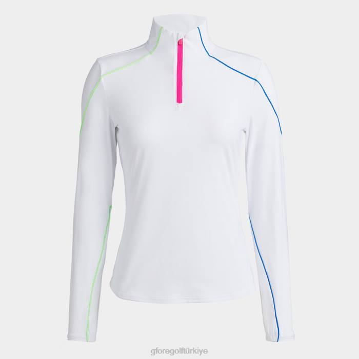 Renk bloklu güneş kalkanı ipeksi teknoloji naylon çeyrek zip katmanı kadınlar kar G/FORE Giyim 0J4F370