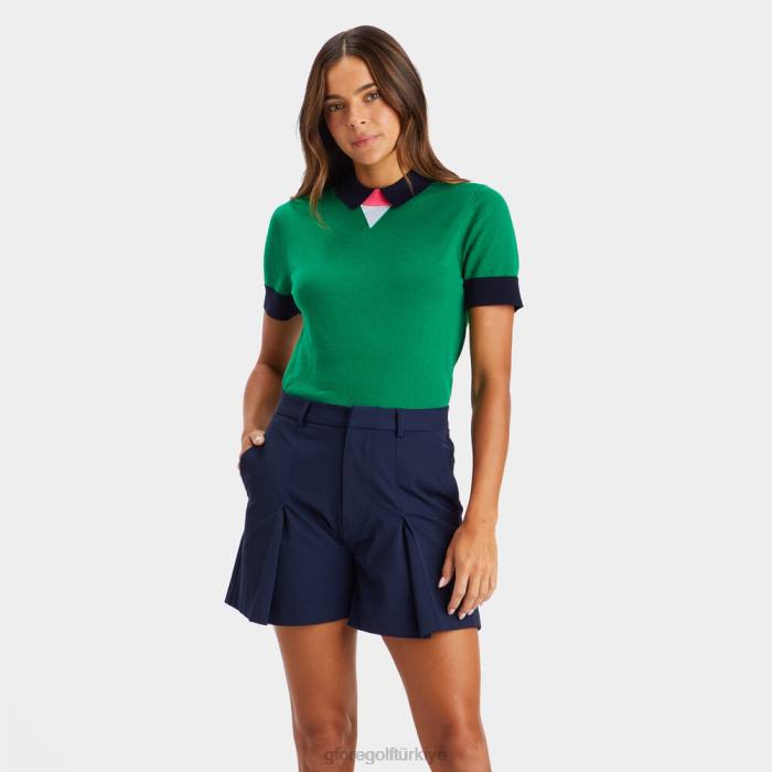 katmanlı polo merinos yünü kısa kollu kazak üniseks yonca G/FORE Giyim 0J4F354