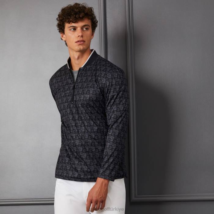 G'nin hava koşullarına dayanıklı çeyrek fermuarlı, dar kesim rüzgarlık üniseks oniks G/FORE Giyim 0J4F130