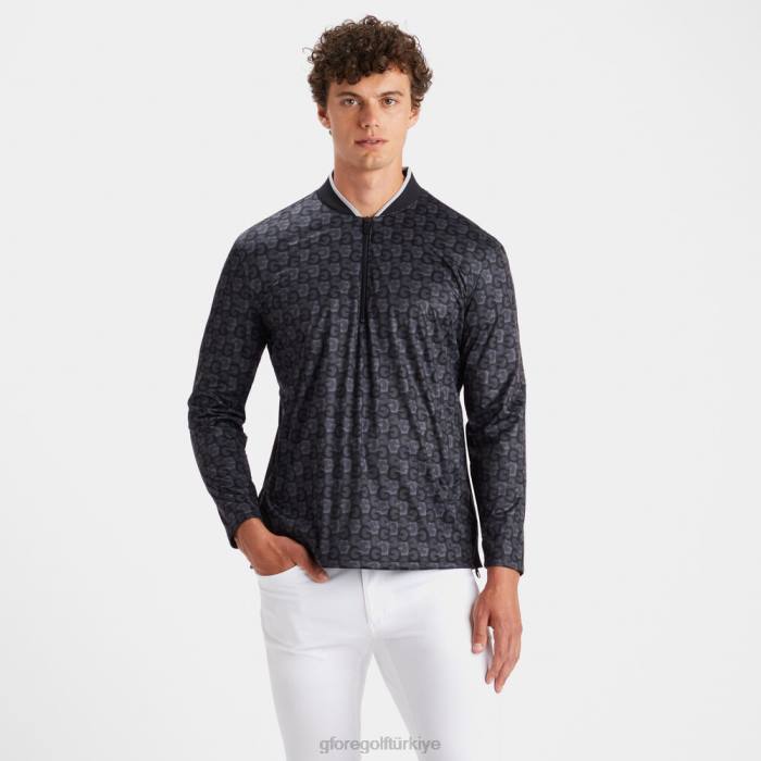 G'nin hava koşullarına dayanıklı çeyrek fermuarlı, dar kesim rüzgarlık üniseks oniks G/FORE Giyim 0J4F130
