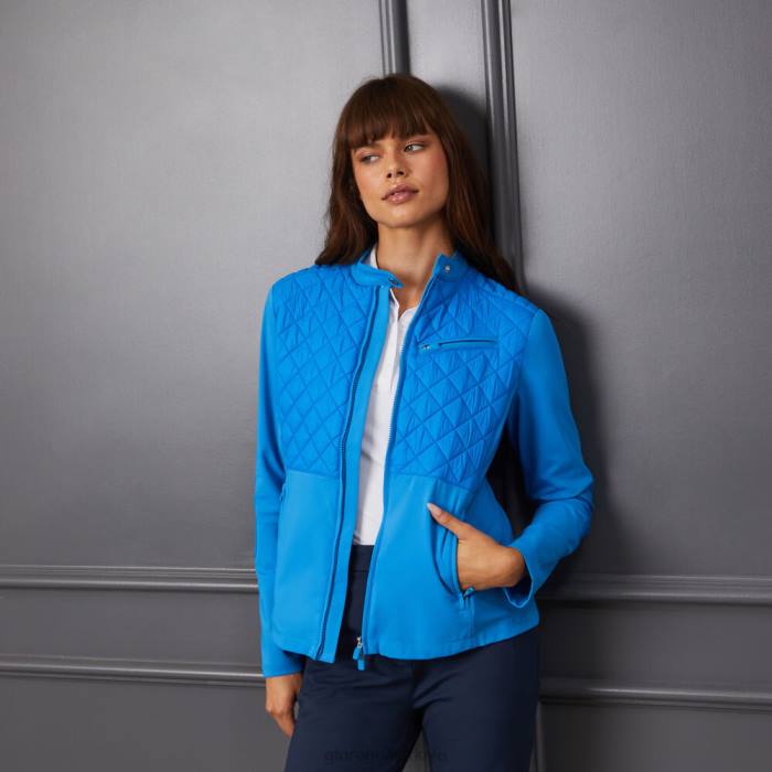 hibrit kapitone naylon ve teknoloji interlok slim fit ceket üniseks gök mavisi G/FORE Giyim 0J4F350