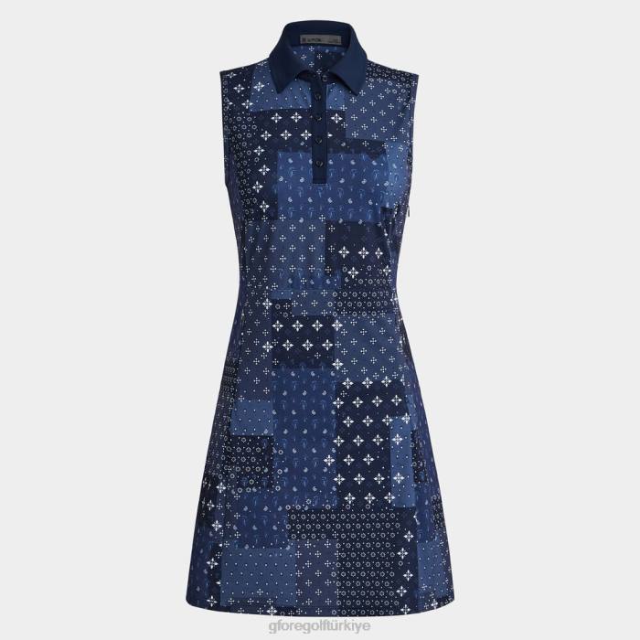 boro desenli pike kolsuz polo elbise kadınlar alacakaranlık G/FORE Giyim 0J4F408