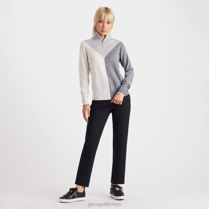 blok renk merinos yünü çeyrek fermuarlı kazak üniseks funda grisi G/FORE Giyim 0J4F358