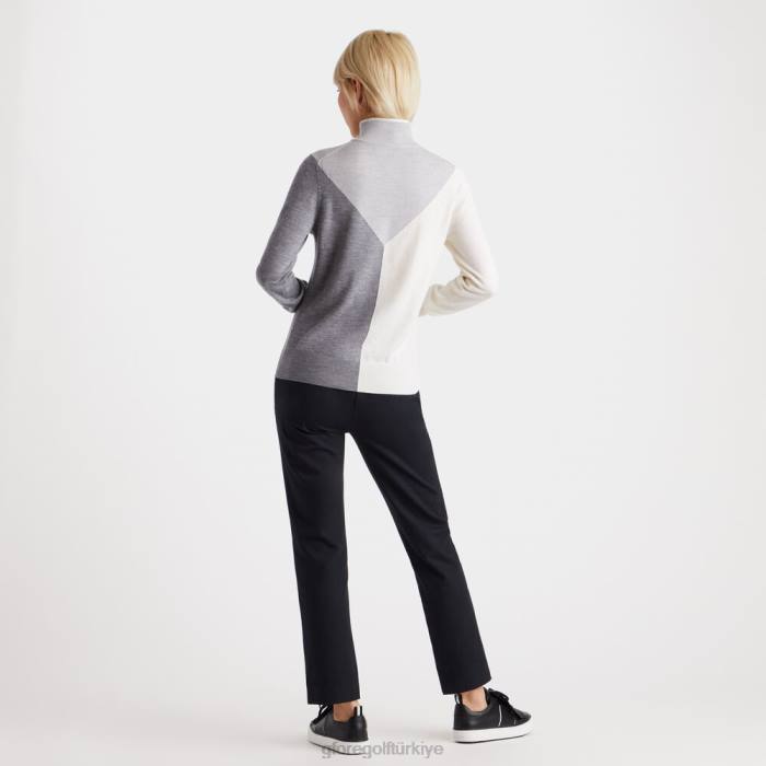 blok renk merinos yünü çeyrek fermuarlı kazak üniseks funda grisi G/FORE Giyim 0J4F358