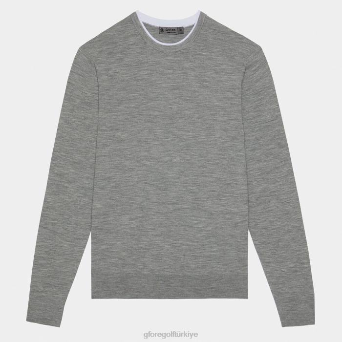 kontrast merinos yünü karışımı bisiklet yaka kazak üniseks funda grisi G/FORE Giyim 0J4F87