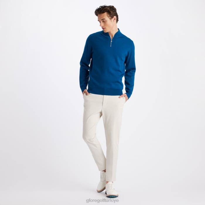 kontrast v yaka merinos yünü çeyrek fermuarlı kazak üniseks benzin G/FORE Giyim 0J4F91