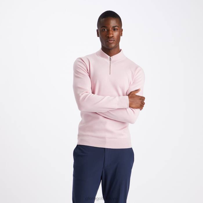 kontrast v yaka merinos yünü çeyrek fermuarlı kazak üniseks kızarmak G/FORE Giyim 0J4F90