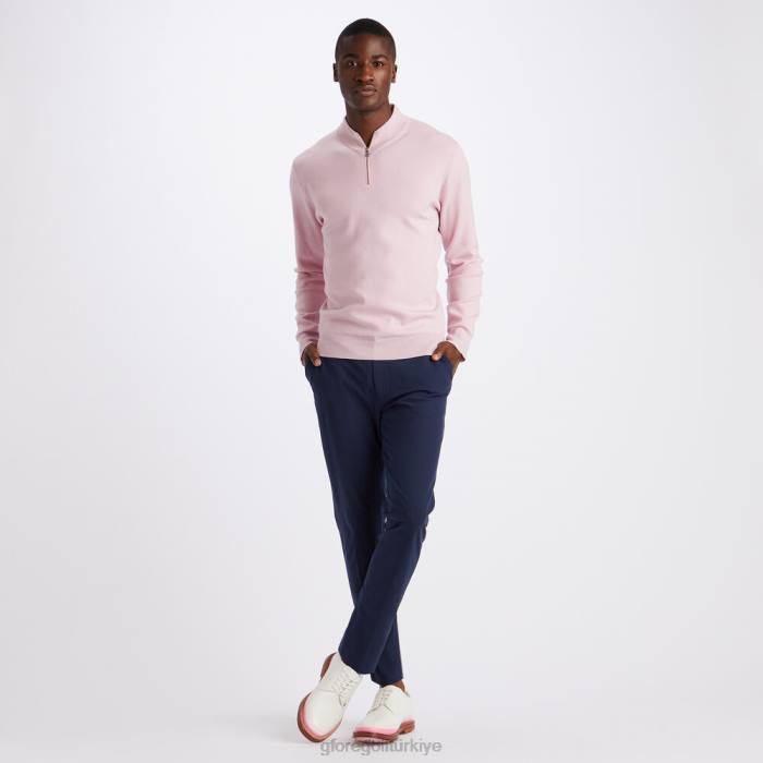 kontrast v yaka merinos yünü çeyrek fermuarlı kazak üniseks kızarmak G/FORE Giyim 0J4F90