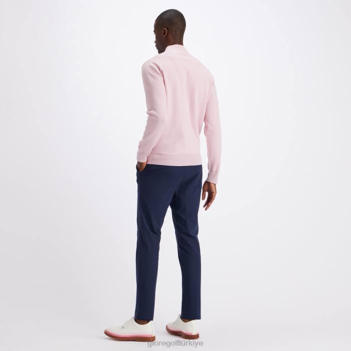 kontrast v yaka merinos yünü çeyrek fermuarlı kazak üniseks kızarmak G/FORE Giyim 0J4F90