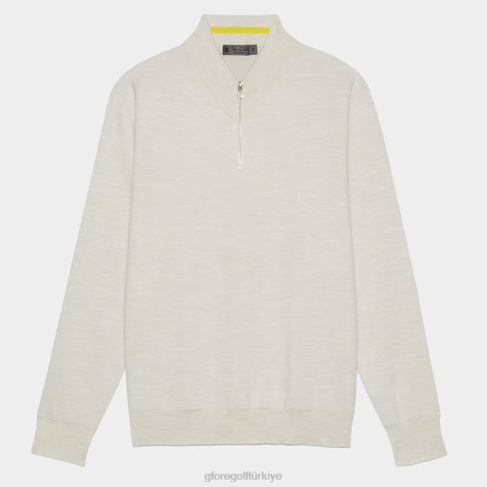kontrast v yaka merinos yünü çeyrek fermuarlı kazak üniseks taş funda G/FORE Giyim 0J4F92
