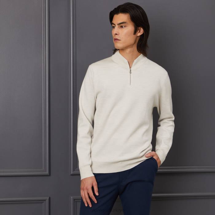 kontrast v yaka merinos yünü çeyrek fermuarlı kazak üniseks taş funda G/FORE Giyim 0J4F92