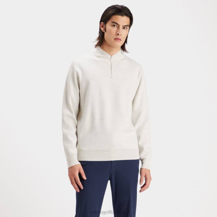 kontrast v yaka merinos yünü çeyrek fermuarlı kazak üniseks taş funda G/FORE Giyim 0J4F92