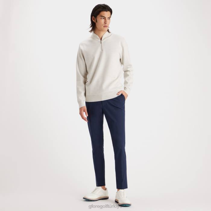 kontrast v yaka merinos yünü çeyrek fermuarlı kazak üniseks taş funda G/FORE Giyim 0J4F92