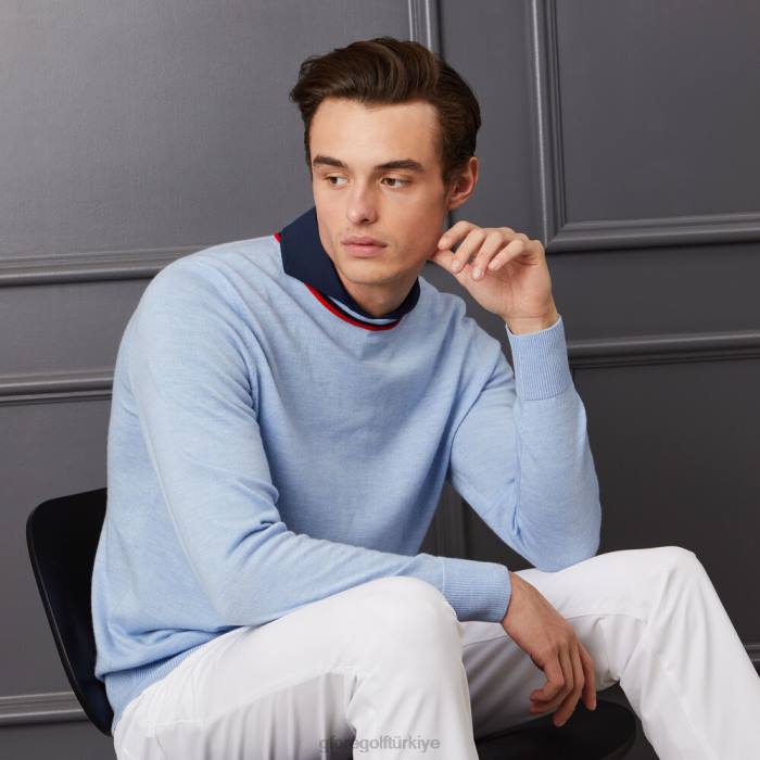 merinos yünü bisiklet yaka kazak üniseks gökyüzü G/FORE Giyim 0J4F54