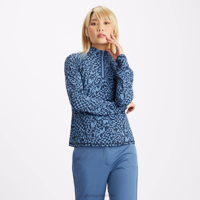 çarpık kareli ipeksi teknoloji naylon dantelli çeyrek fermuarlı kazak üniseks alacakaranlık G/FORE Giyim 0J4F367