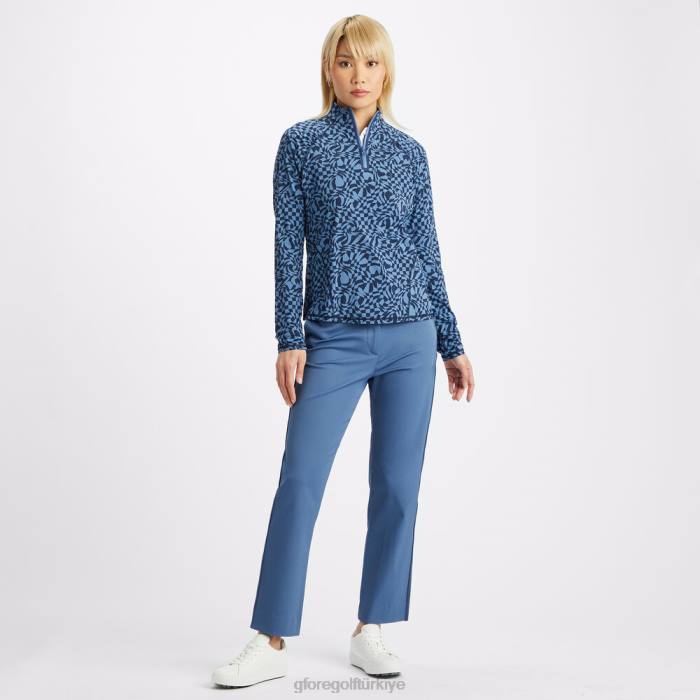 çarpık kareli ipeksi teknoloji naylon dantelli çeyrek fermuarlı kazak üniseks alacakaranlık G/FORE Giyim 0J4F367