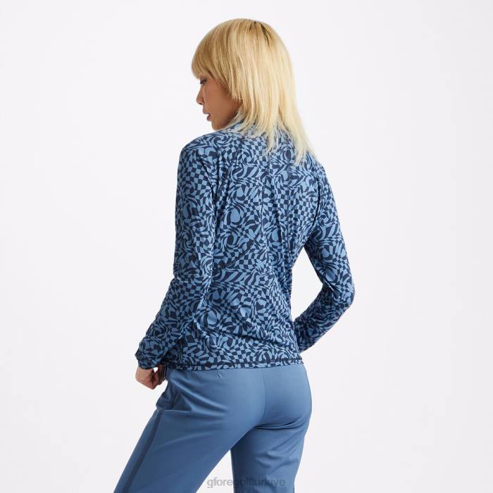 çarpık kareli ipeksi teknoloji naylon dantelli çeyrek fermuarlı kazak üniseks alacakaranlık G/FORE Giyim 0J4F367