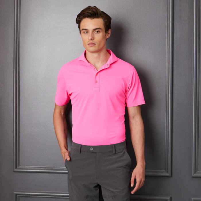 Essential modern geniş yakalı teknik pike slim fit polo üniseks nakavt pembe G/FORE Giyim 0J4F19