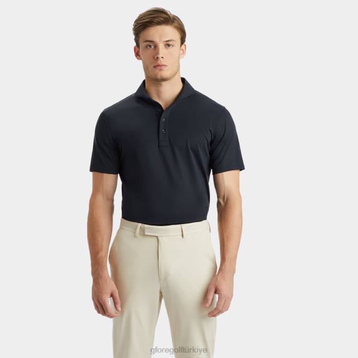 Essential modern geniş yakalı teknik pike slim fit polo üniseks oniks G/FORE Giyim 0J4F75