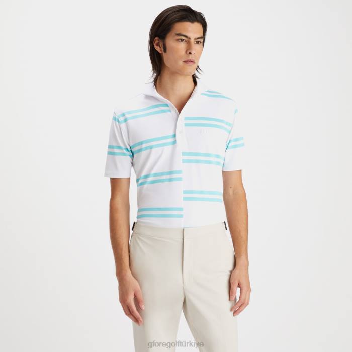 ofset şerit modern geniş yaka teknik pike slim fit polo üniseks Sardunya G/FORE Giyim 0J4F8