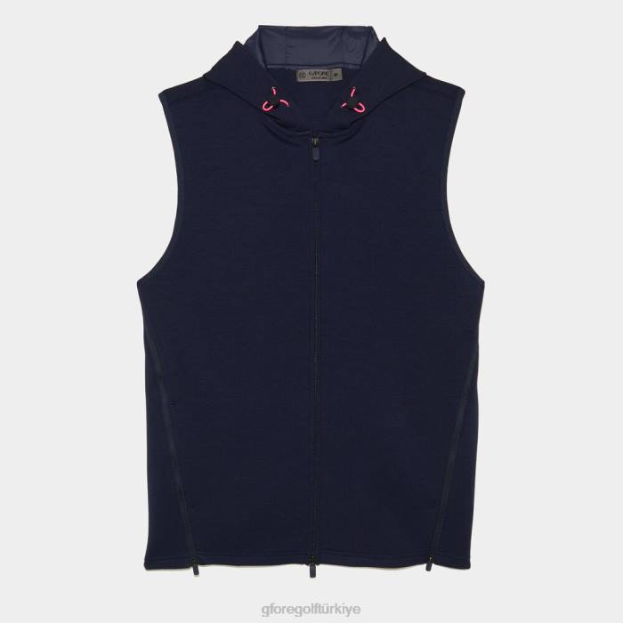 çift ​​örgü ara parça jarse kapüşonlu slim fit tam fermuarlı yelek üniseks alacakaranlık G/FORE Giyim 0J4F112