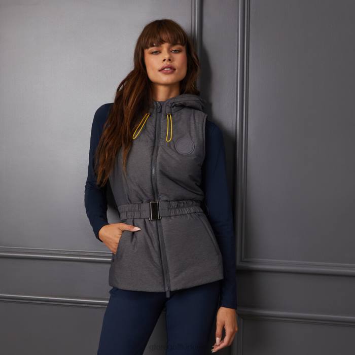 merinos yünü astarlı kapitone naylon kapüşonlu şişme yelek üniseks kömür funda gri G/FORE Giyim 0J4F385