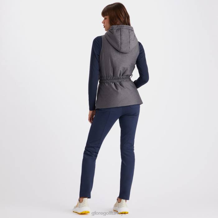 merinos yünü astarlı kapitone naylon kapüşonlu şişme yelek üniseks kömür funda gri G/FORE Giyim 0J4F385